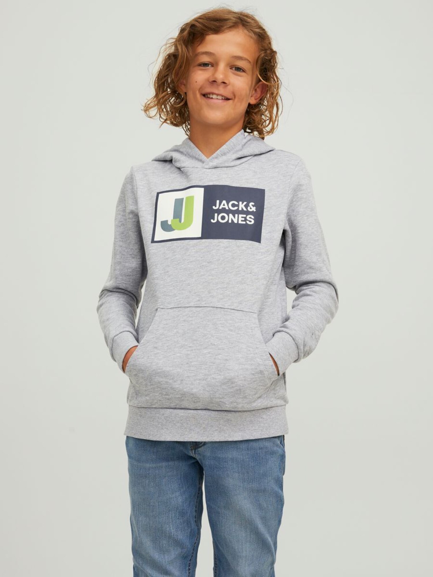 Jack & Jones Junior Mikina 'JCOLogan' námornícka modrá / sivá melírovaná / jablková / biela (obrázok 3)