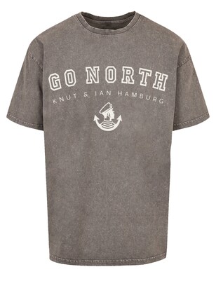 F4NT4STIC Shirt ‘Go North Knut & Jan Hamburg’ Donkergrijs / Wit