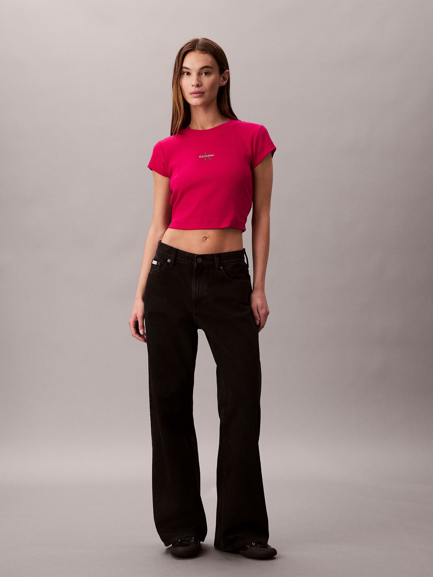 Calvin Klein Jeans Tričko hnedá / ružová / biela (obrázok 5)