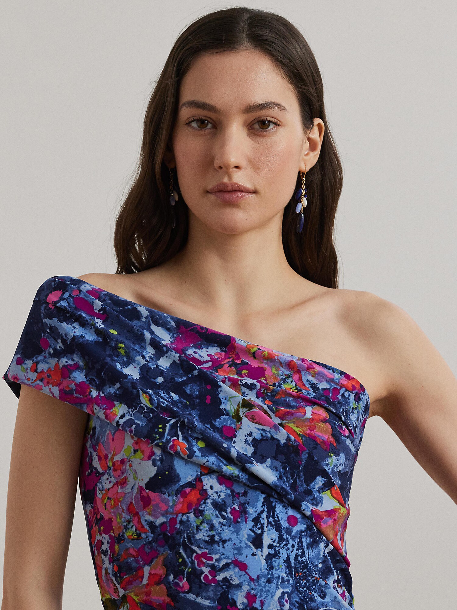 Lauren Ralph Lauren Top námornícka modrá / svetlomodrá / olivová / ružová (obrázok 5)