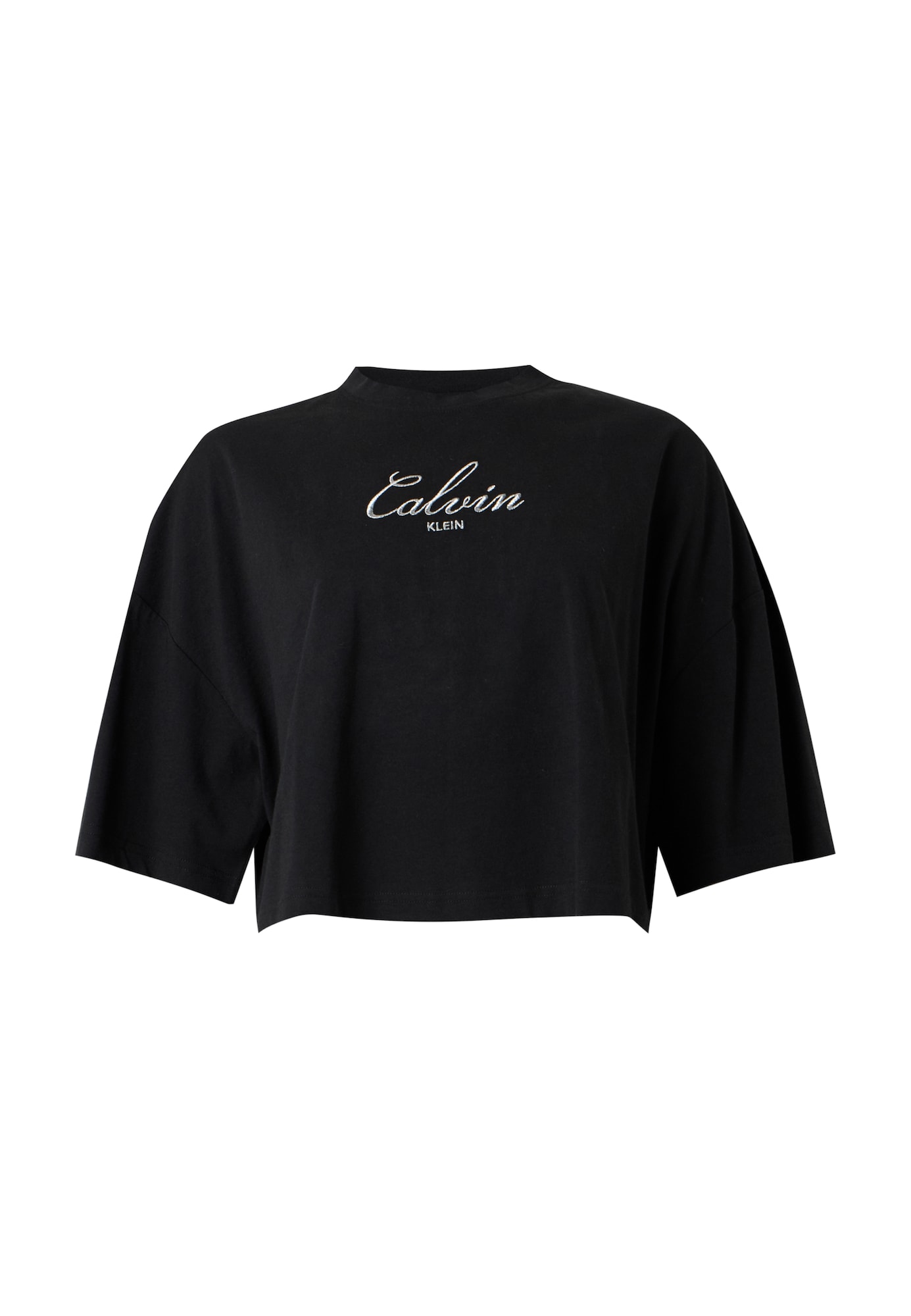 Calvin Klein Jeans Tricou negru / argintiu