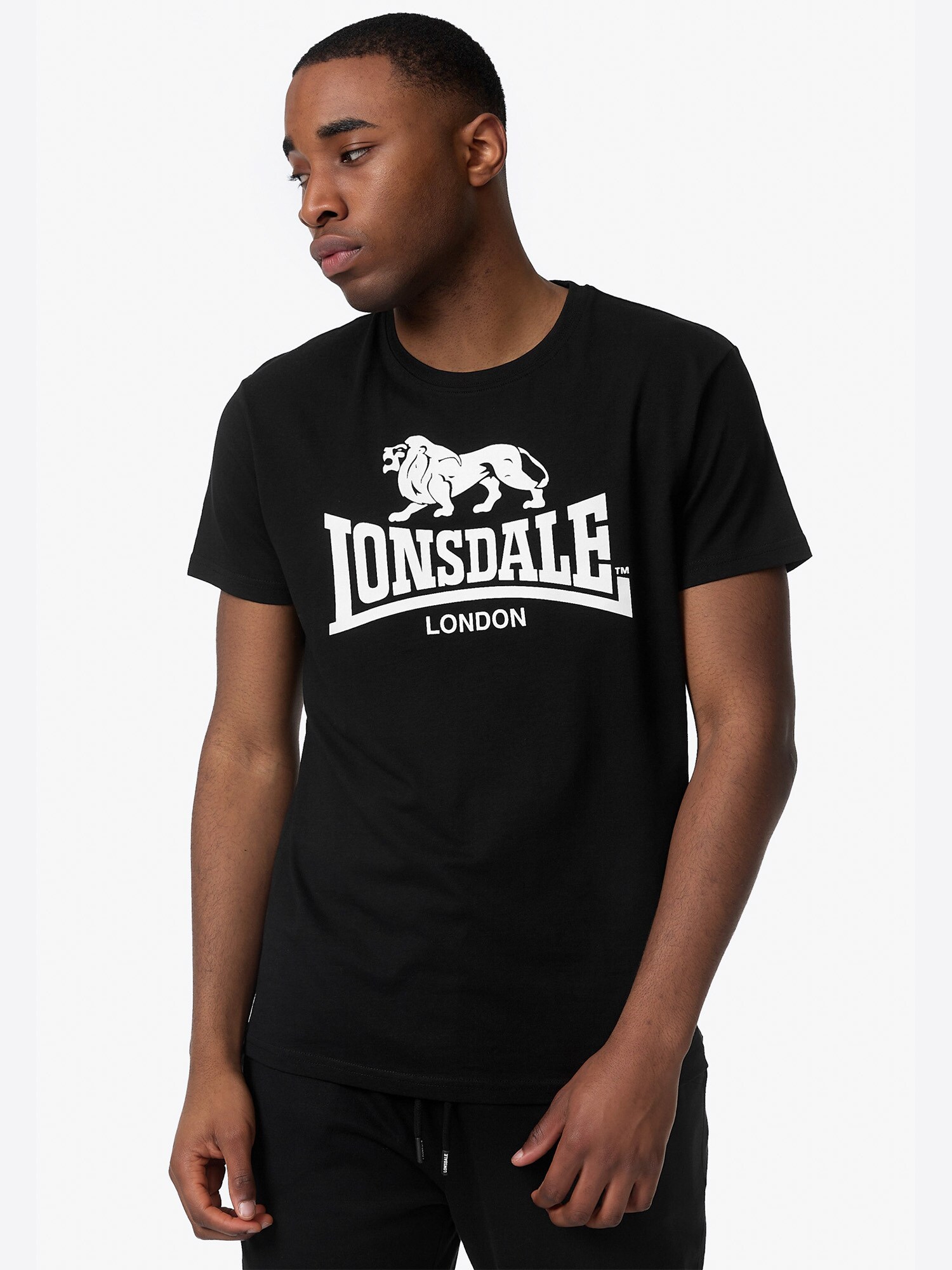 LONSDALE Póló 'ST. ERNEY'  fekete / fehér termék 2. képe