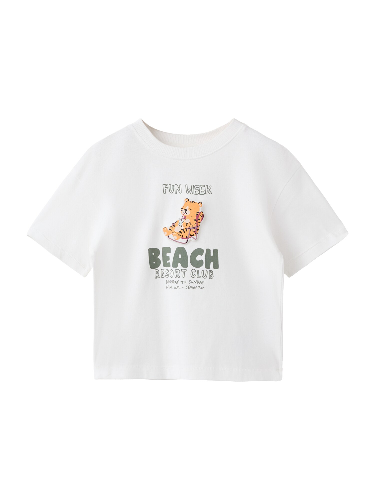 MANGO KIDS Tricou 'BEACH'  oliv / portocaliu / negru / alb