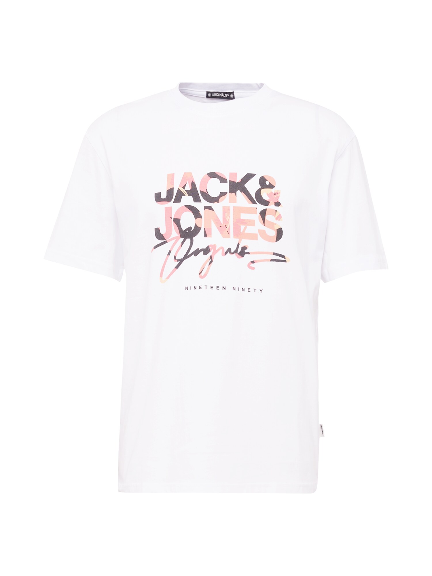 JACK & JONES Tričko 'JJARUBA'  grafitová / ružová / rosé / biela