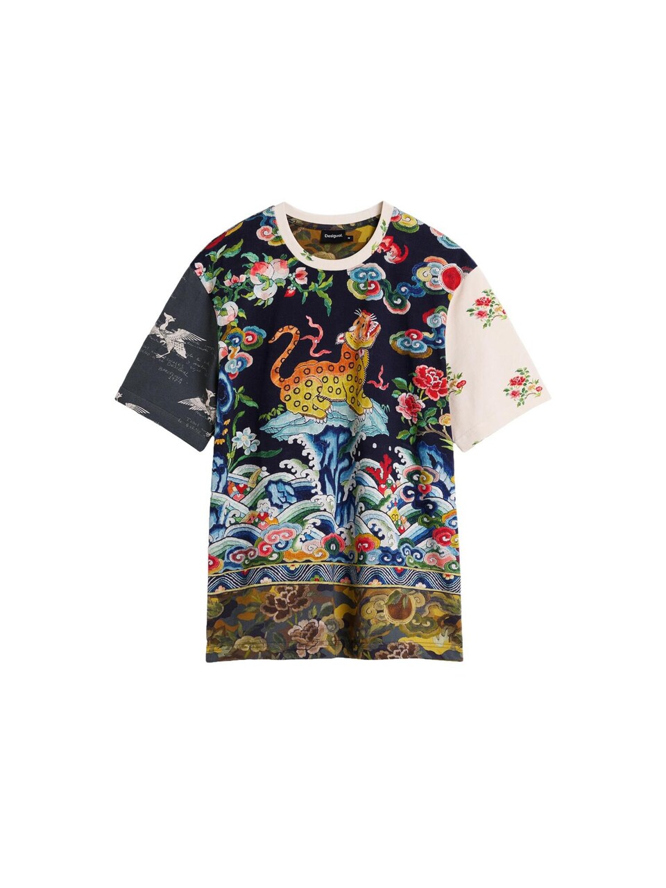 T-shirt blå / orange / svart