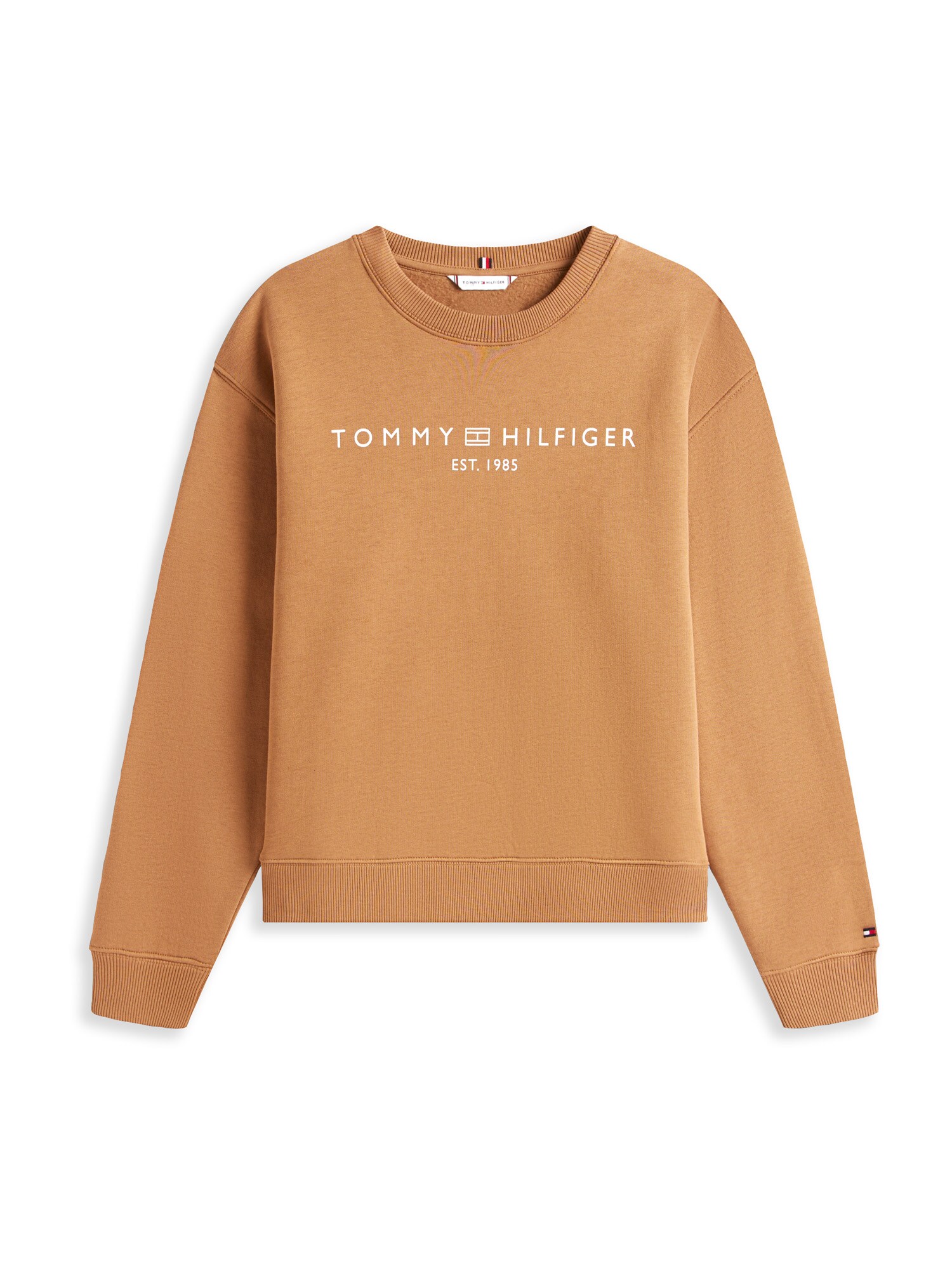 TOMMY HILFIGER Bluză de molton  maro caramel / alb