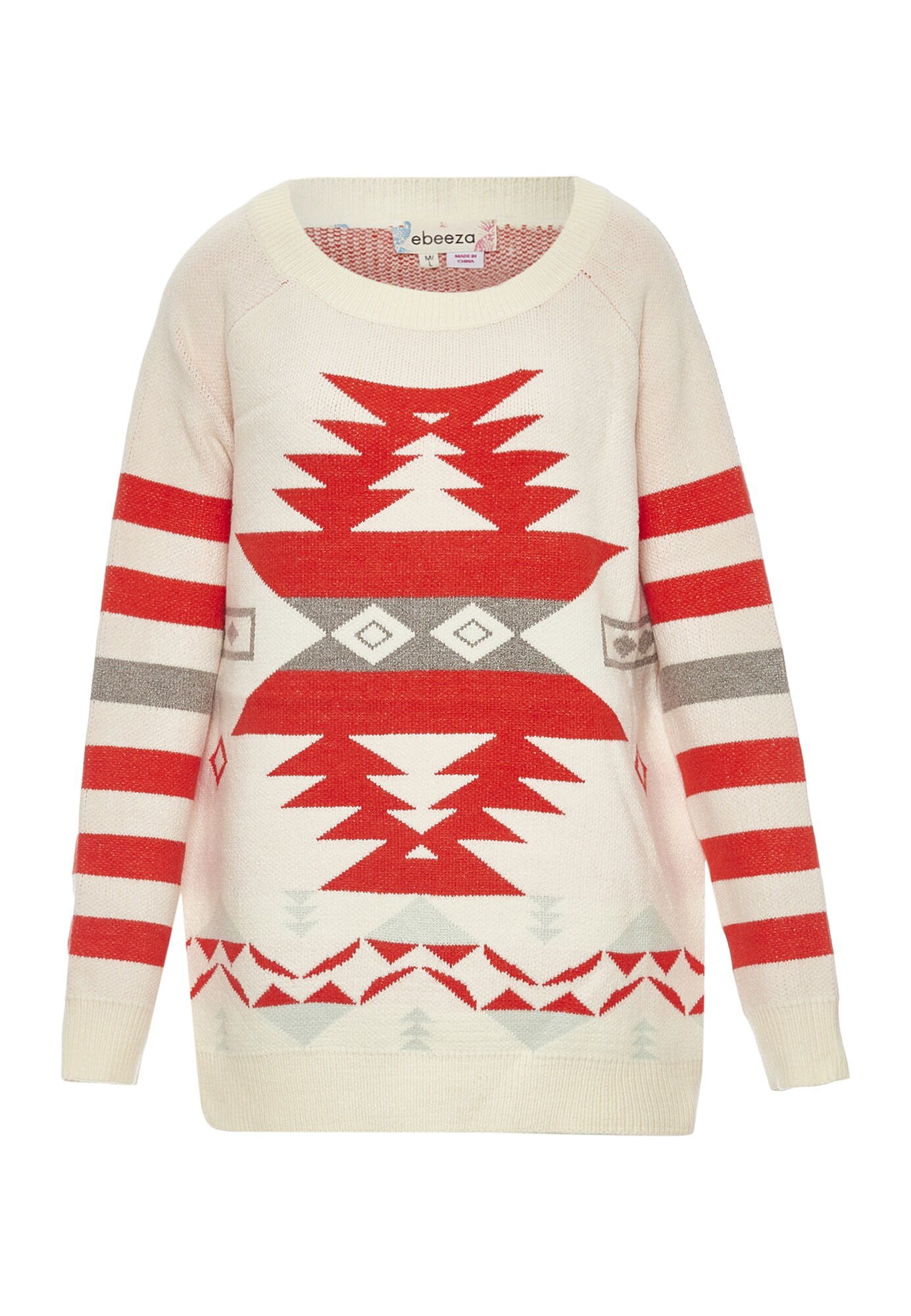 ebeeza Jersey  gris / rojo anaranjado / blanco lana