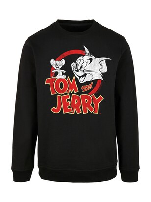 F4NT4STIC Sweatshirt ‘Tom und Jerry’ Lichtgeel / Grijs / Rood / Zwart