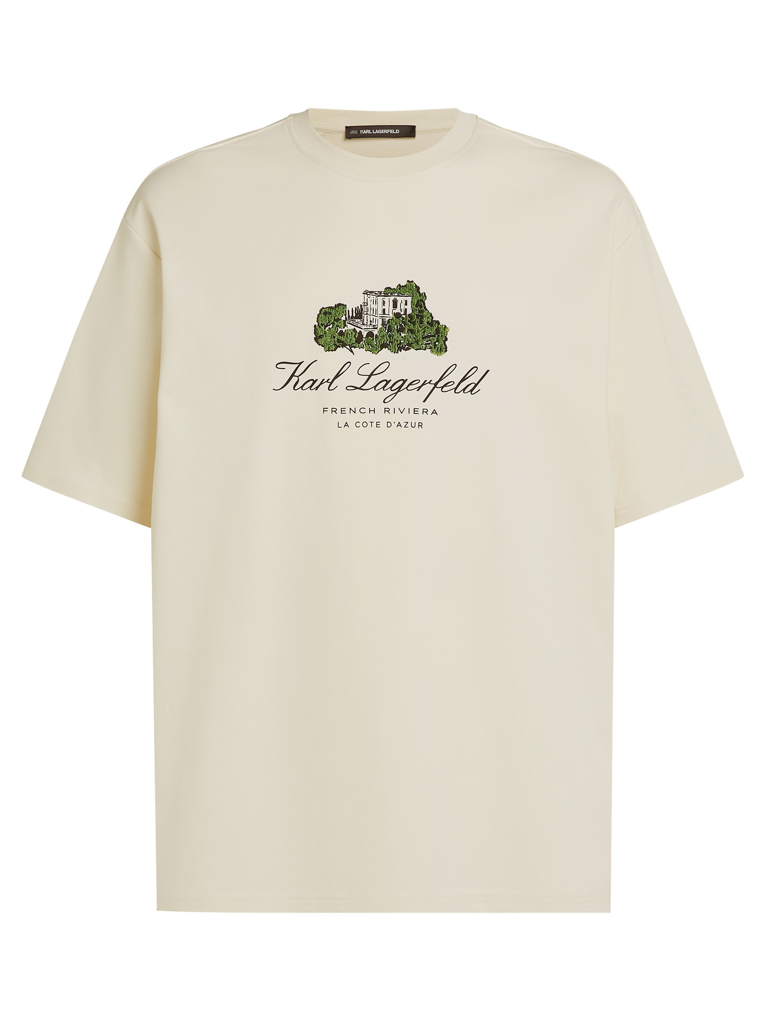 Karl Lagerfeld Tricou  crem / verde / negru