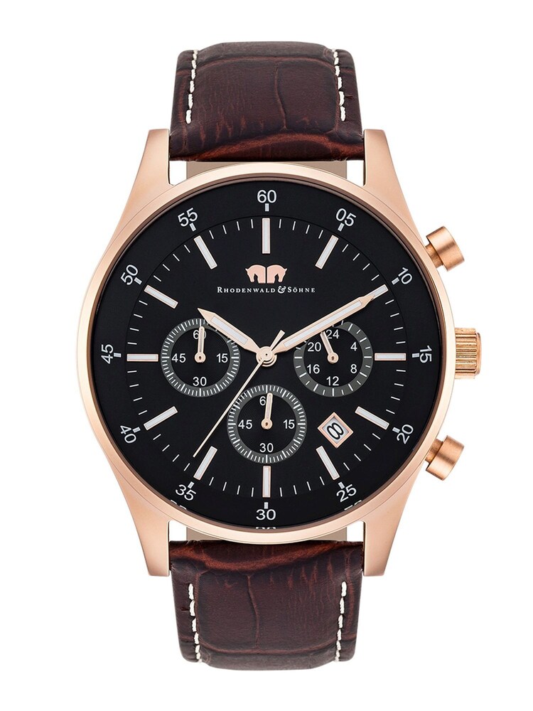 Rhodenwald & Söhne Uhr Herren Größe One Size dunkelbraun / rosegold / schwarz