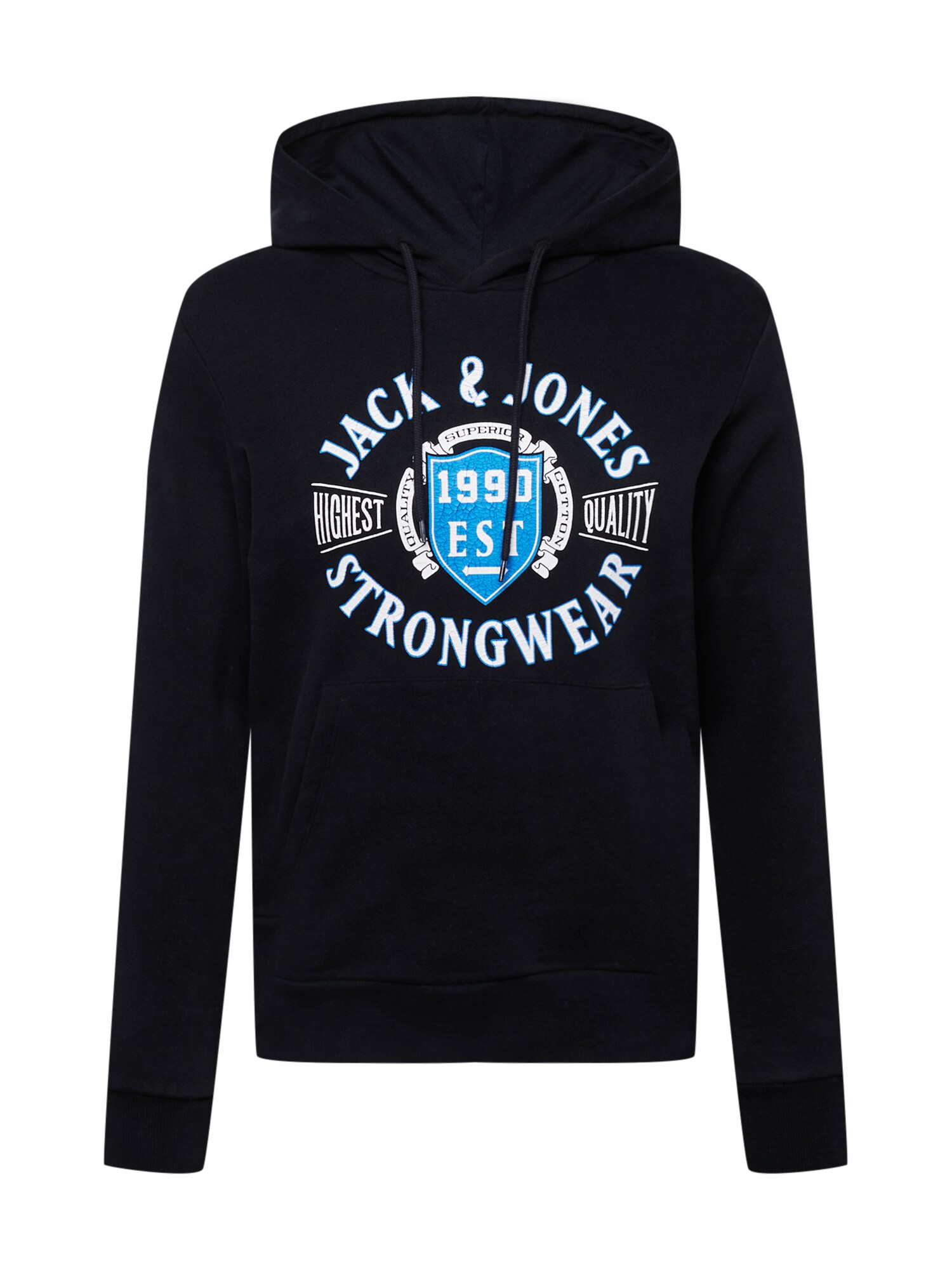 JACK & JONES Mikina 'JJNew Denim'  azúrová / čierna / biela