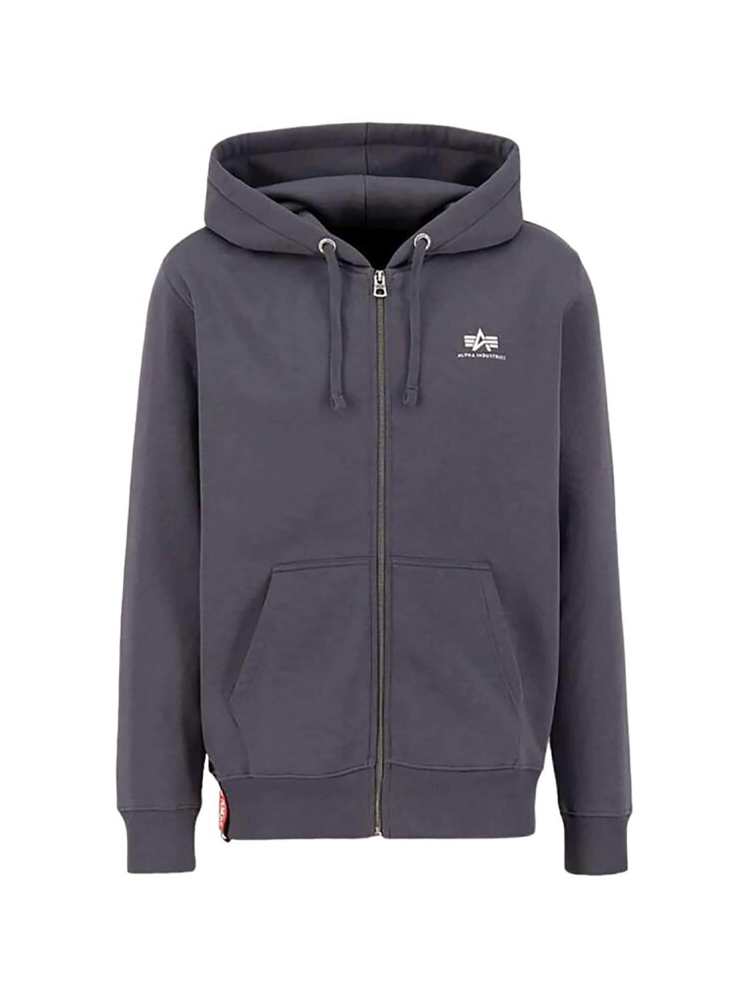 ALPHA INDUSTRIES Bluză de molton 'Basic Zip'  gri închis