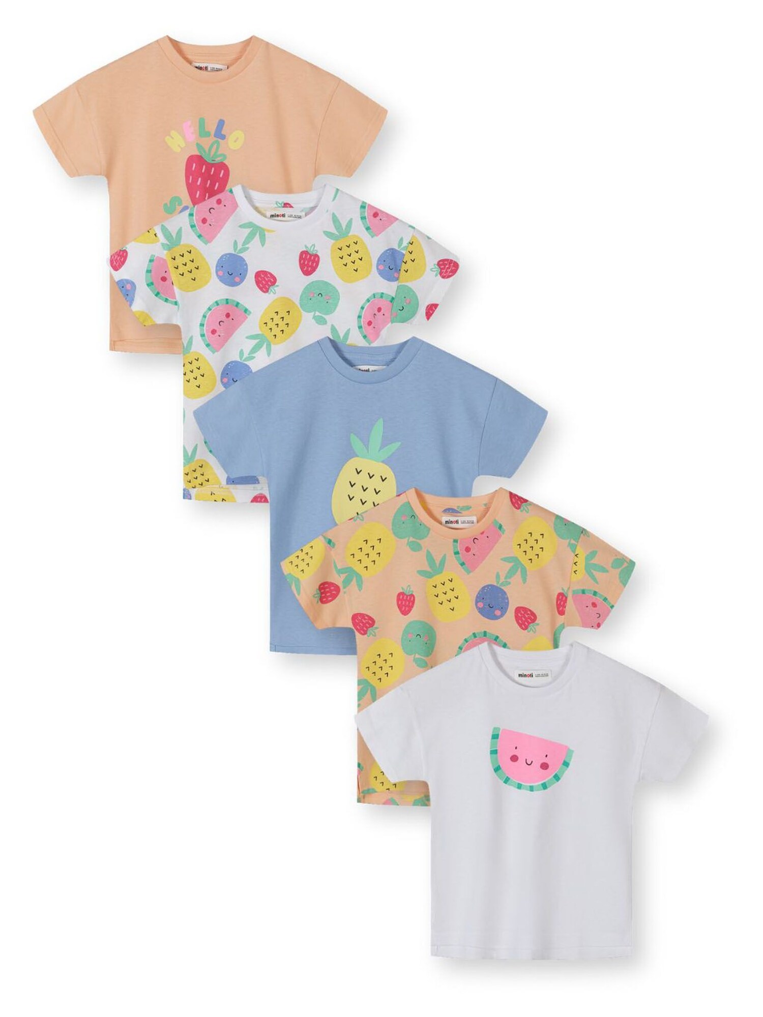 MINOTI Tricou opal / verde deschis / portocaliu caisă / alb