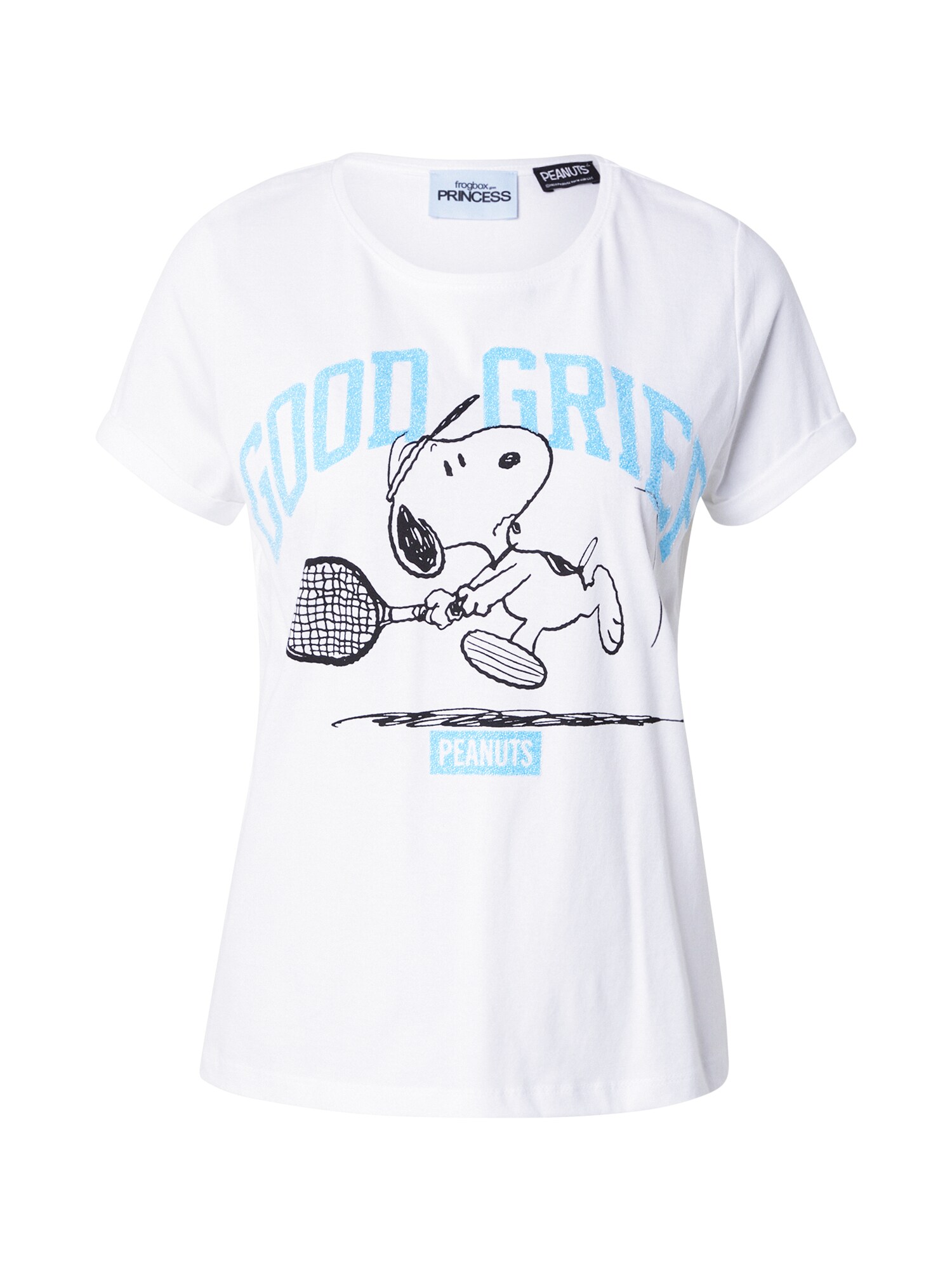 Frogbox Póló 'Snoopy Good Grief'  neonkék / fekete / fehér akciós termékkép 1