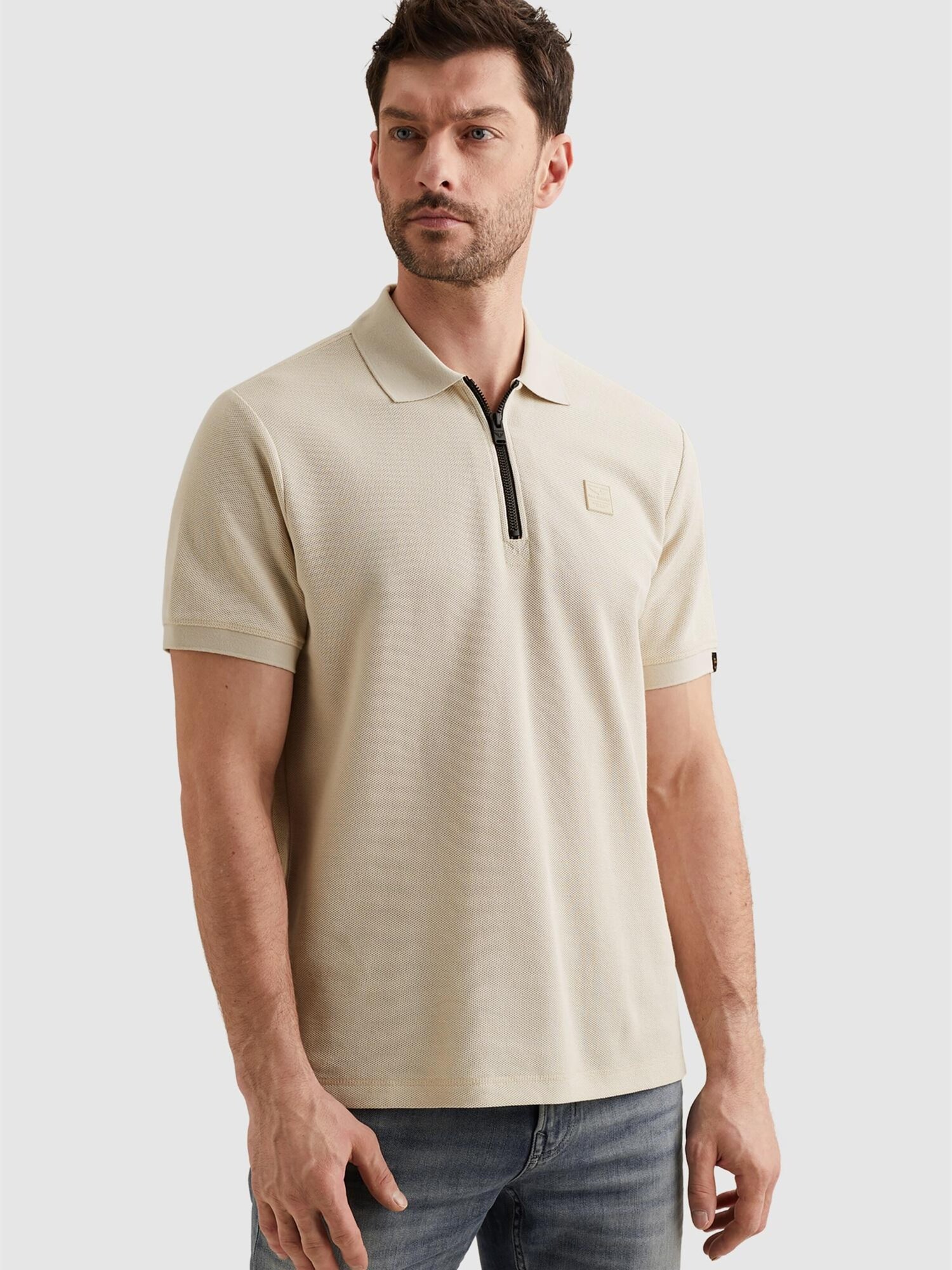 T-shirt 'Polo shirt with waffle texture and ribbed collar'