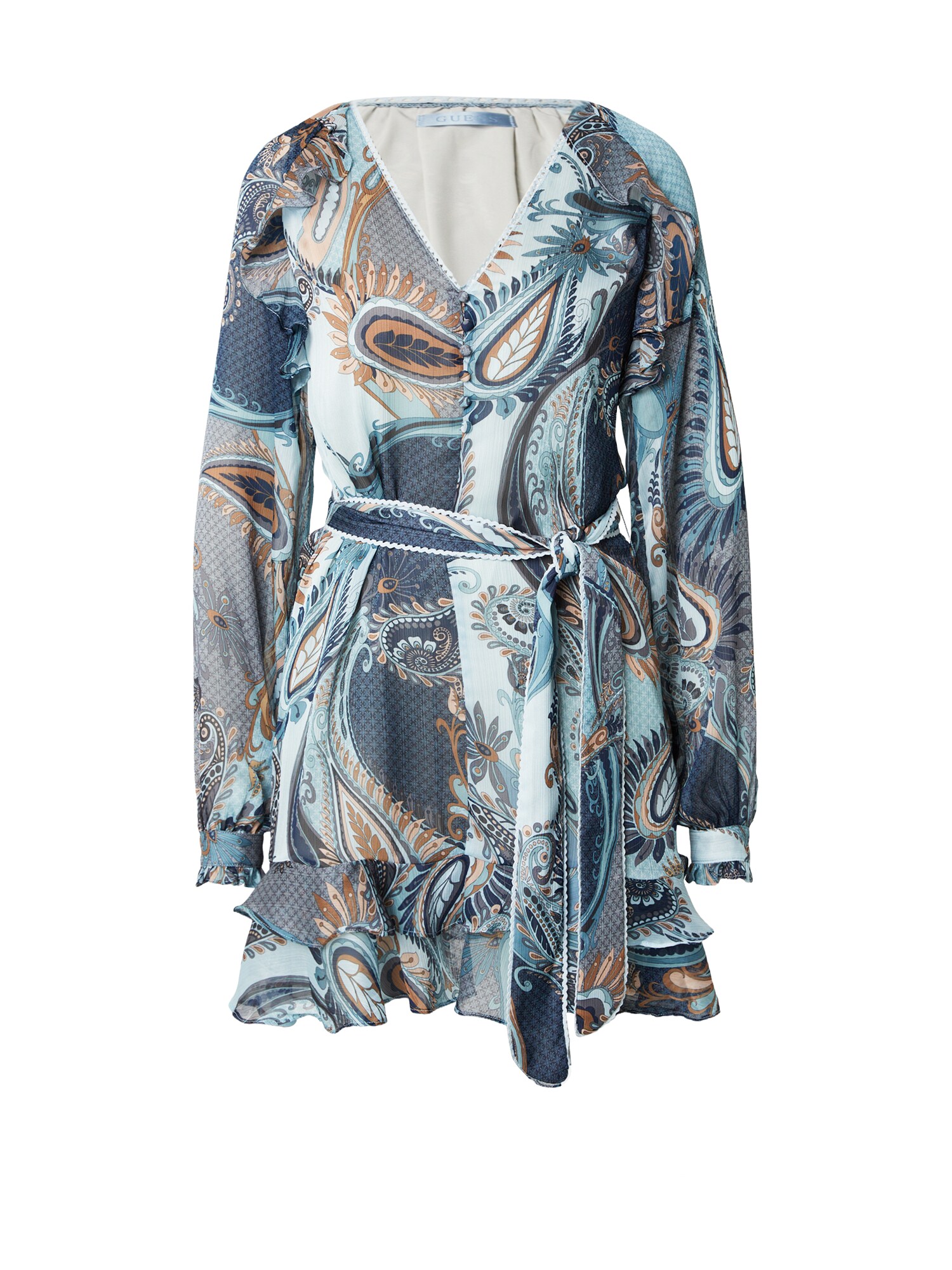 GUESS Rochie albastru fumuriu / maro / maro deschis / verde petrol