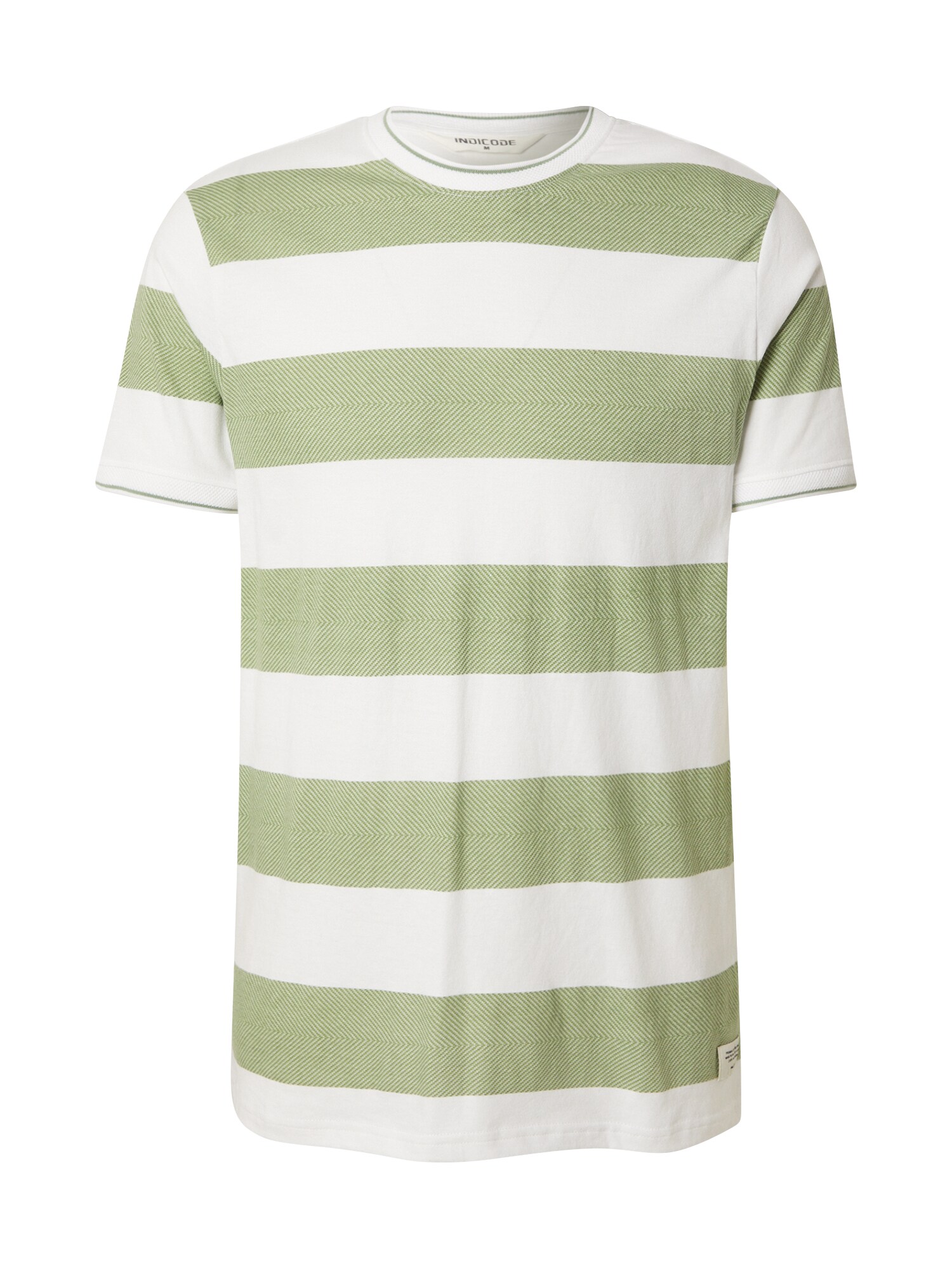 INDICODE JEANS Tricou 'Aringa'  verde kiwi / alb