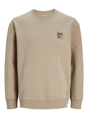 R.D.D. ROYAL DENIM DIVISION Sweatshirt ‘Dean’ Beige / Rood