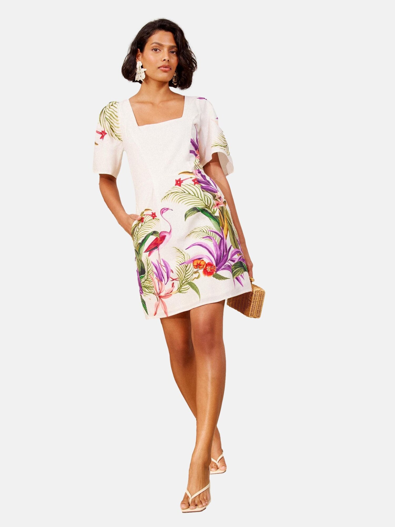 love & roses Vestido verde / lila / rojo / offwhite