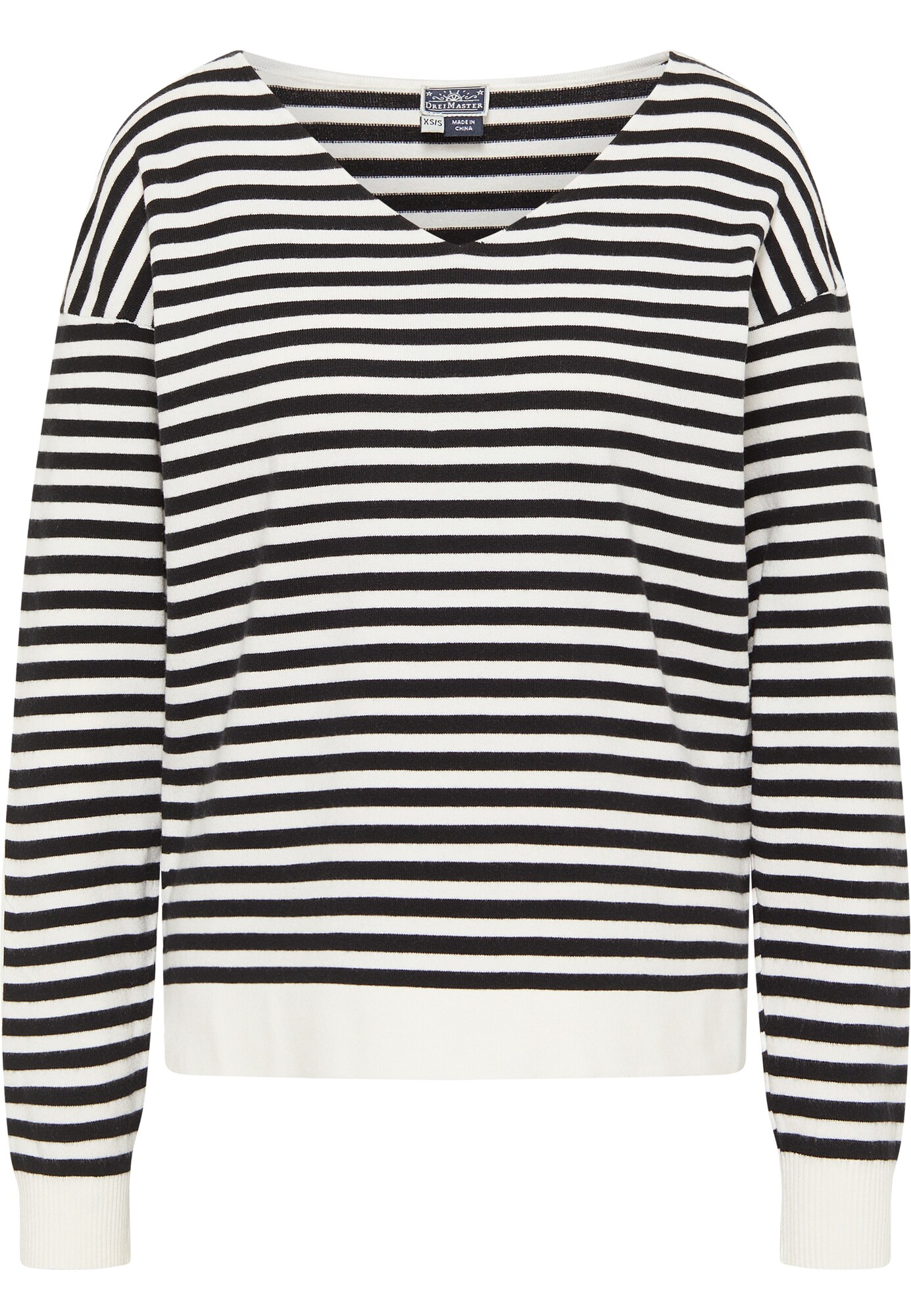 DreiMaster Maritim Jersey negro / blanco lana