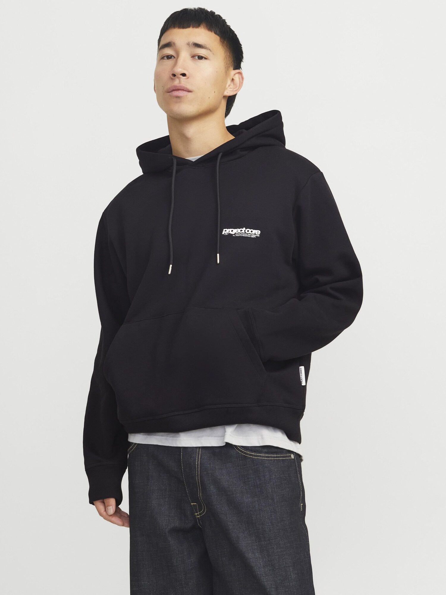 JACK & JONES Mikina 'JCOUnion' čierna / biela (obrázok 5)