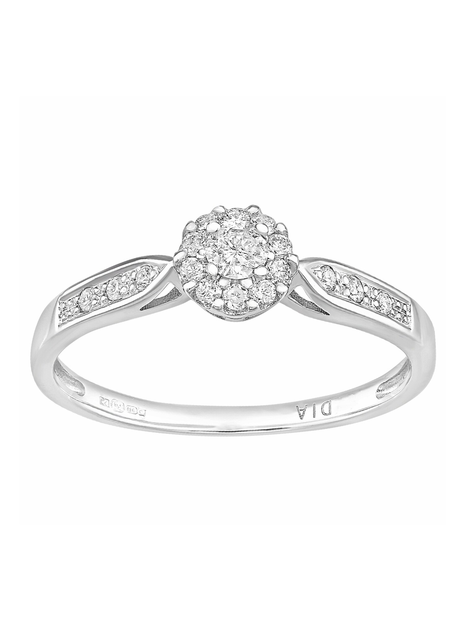 DIAMANT LETERNEL Prsten 'Cluster-Ring aus 375 Weißgold mit 0.25 Karat Diamant' srebro