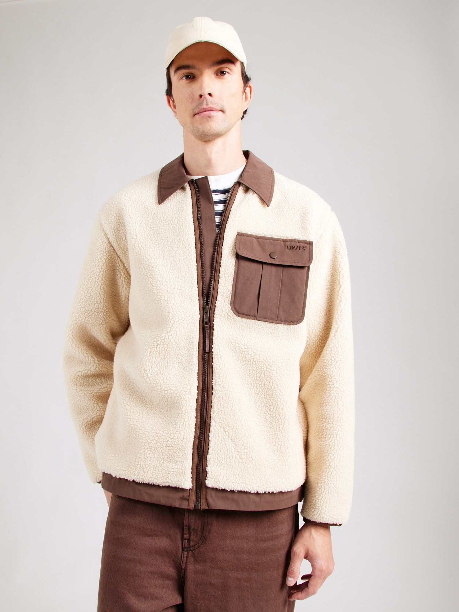 LEVI'S ® Flisová bunda 'Joonie Sherpa Jacket' hnedá / biela (obrázok 4)