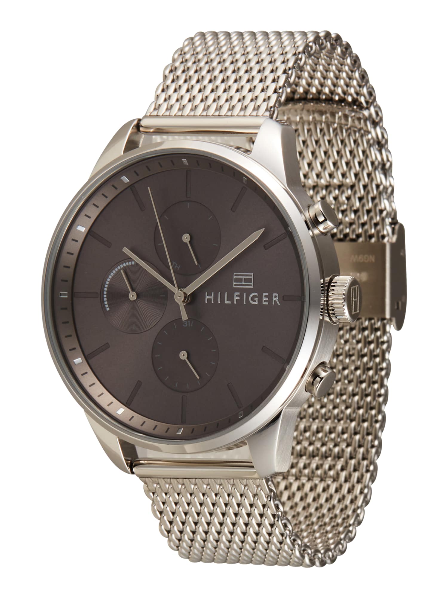 TOMMY HILFIGER Analoginis (įprasto dizaino) laikrodis 'Chase' juoda / sidabrinė