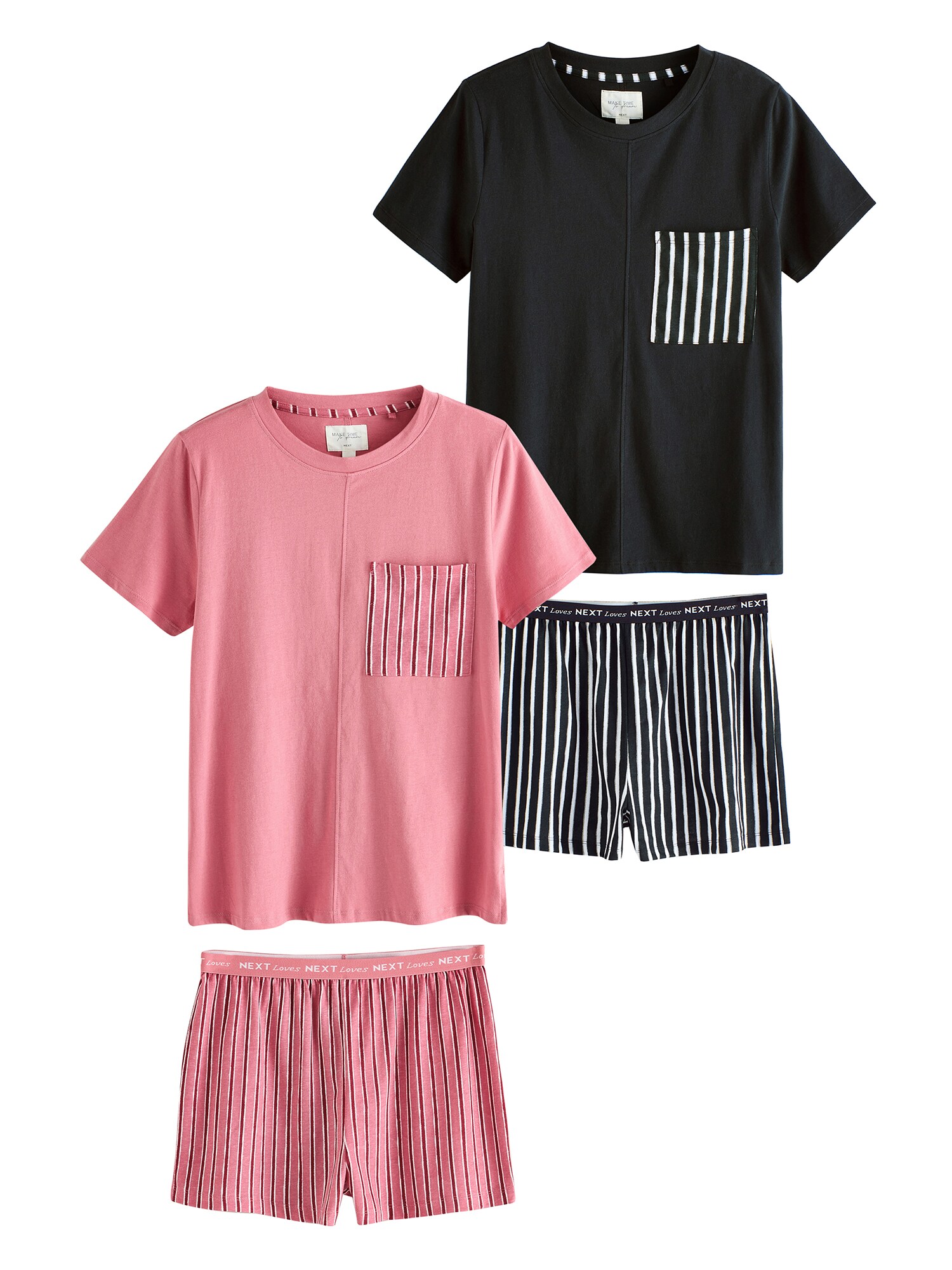 Next Pijama  roz pitaya / roșu bordeaux / negru / alb