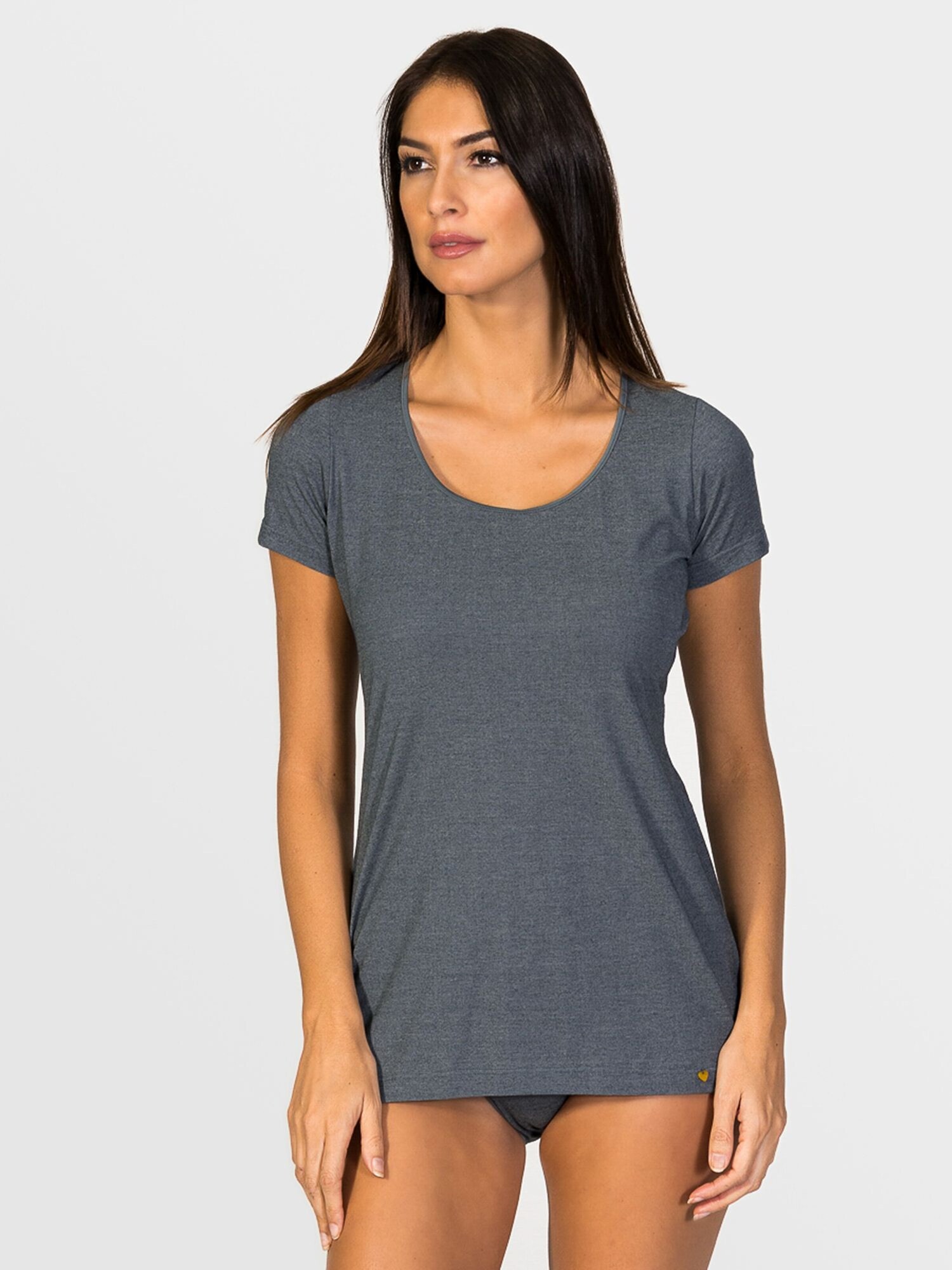 zd ZERO DEFECTS Camiseta térmica 'Hera Short-sleeve Soy fiber' gris oscuro