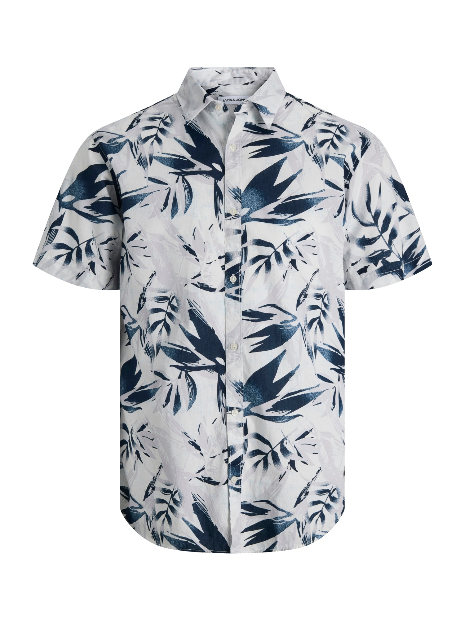 Jack & Jones Plus Cămașă 'JJHONOLULU'  bleumarin / gri deschis / alb