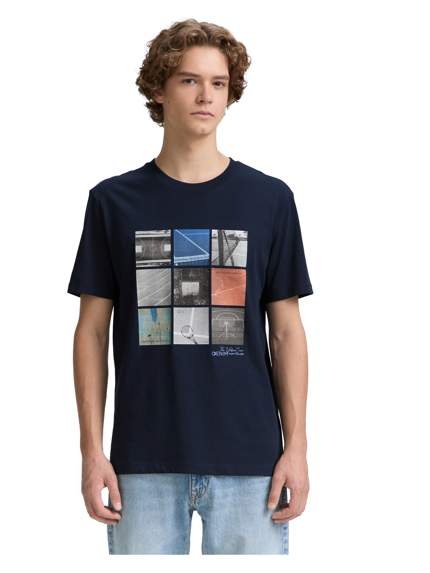 TOM TAILOR DENIM Póló  kék / sötétkék / gesztenyebarna / szürke termék 2. képe