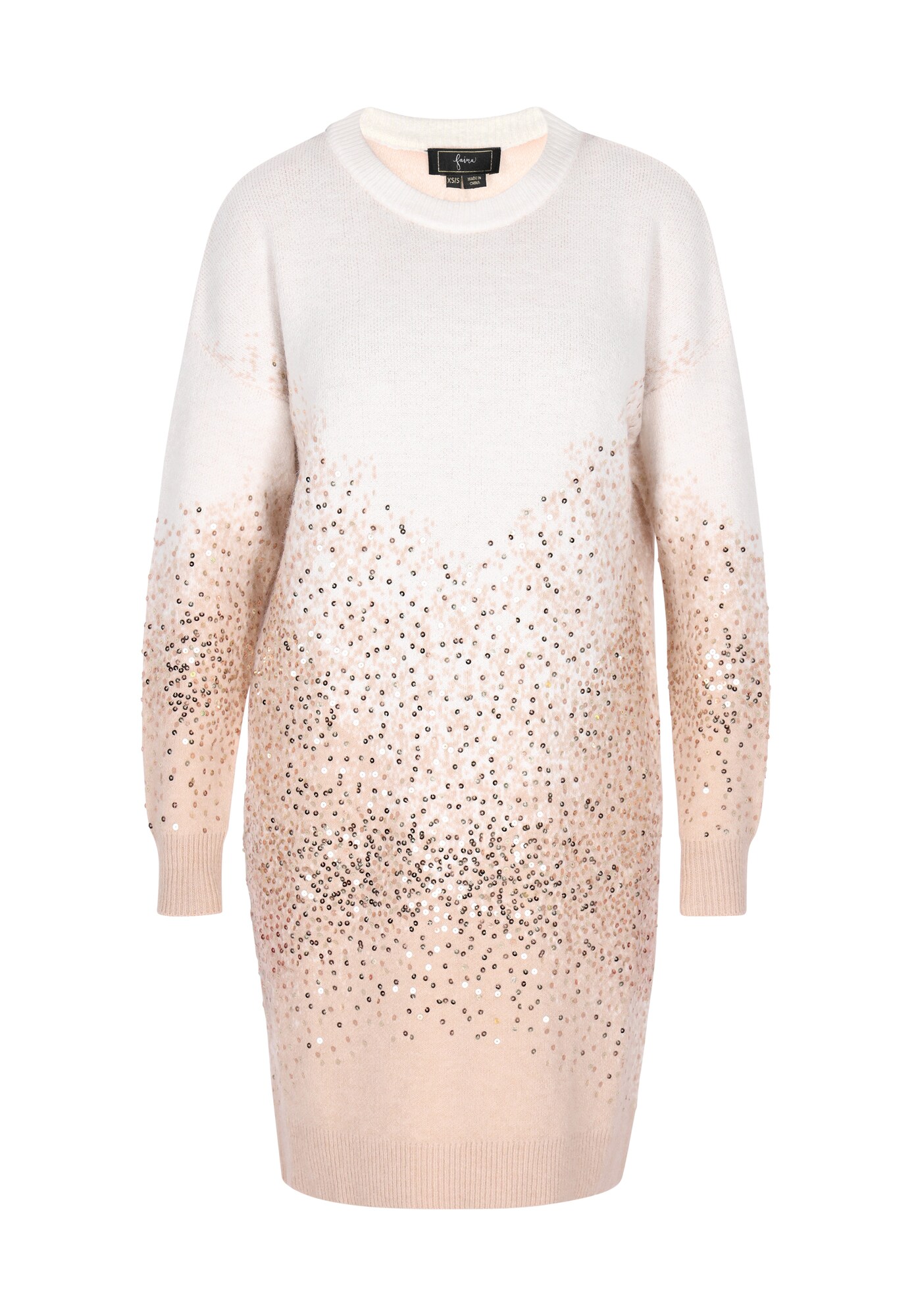 faina Rochie tricotat  culoarea pielii / alb
