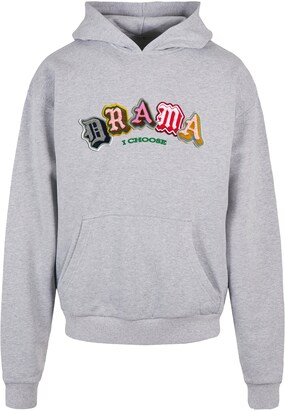 MT Upscale Sweatshirt ‘Drama I Choose’ Grijs gemêleerd / Pink / Zwart / Wit