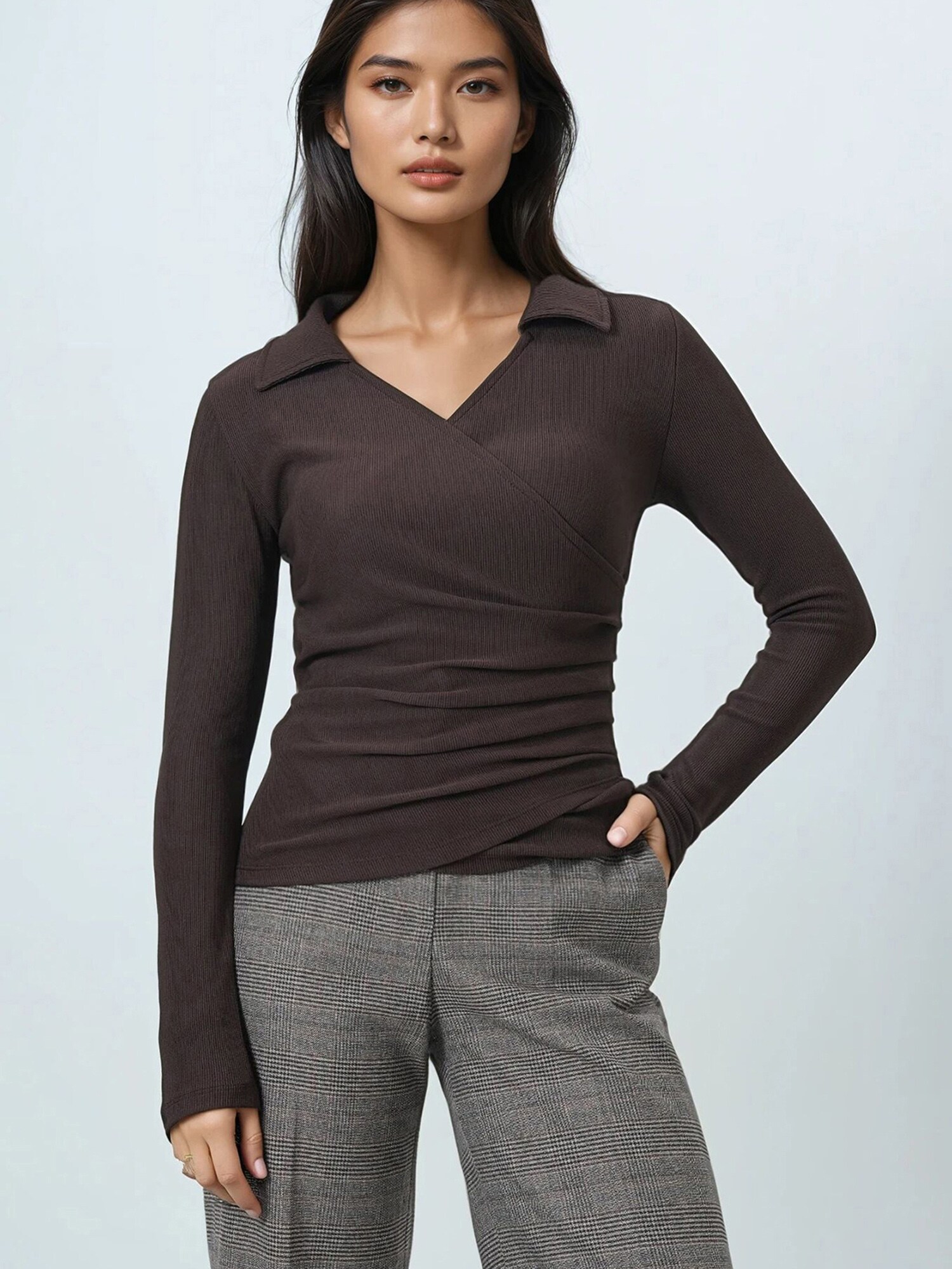 Trend Alaçatı Stili Tricou maro închis