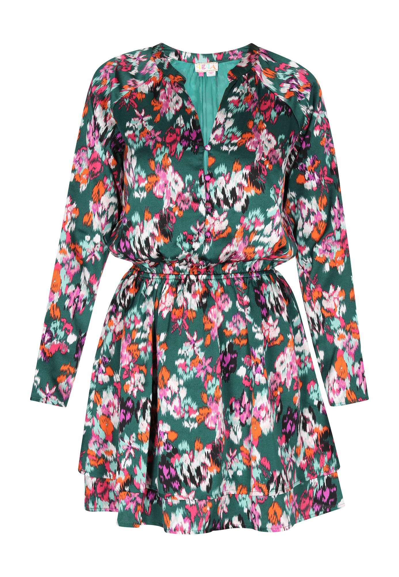 IZIA Rochie tip bluză  verde pin / portocaliu închis / negru / alb