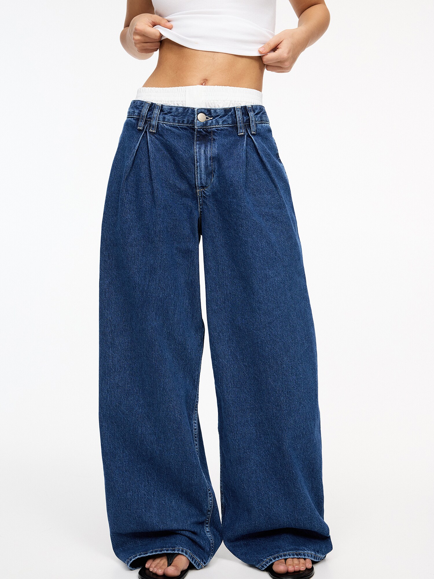 Pull&Bear Redős farmer  sötétkék / fehér termék 2. képe