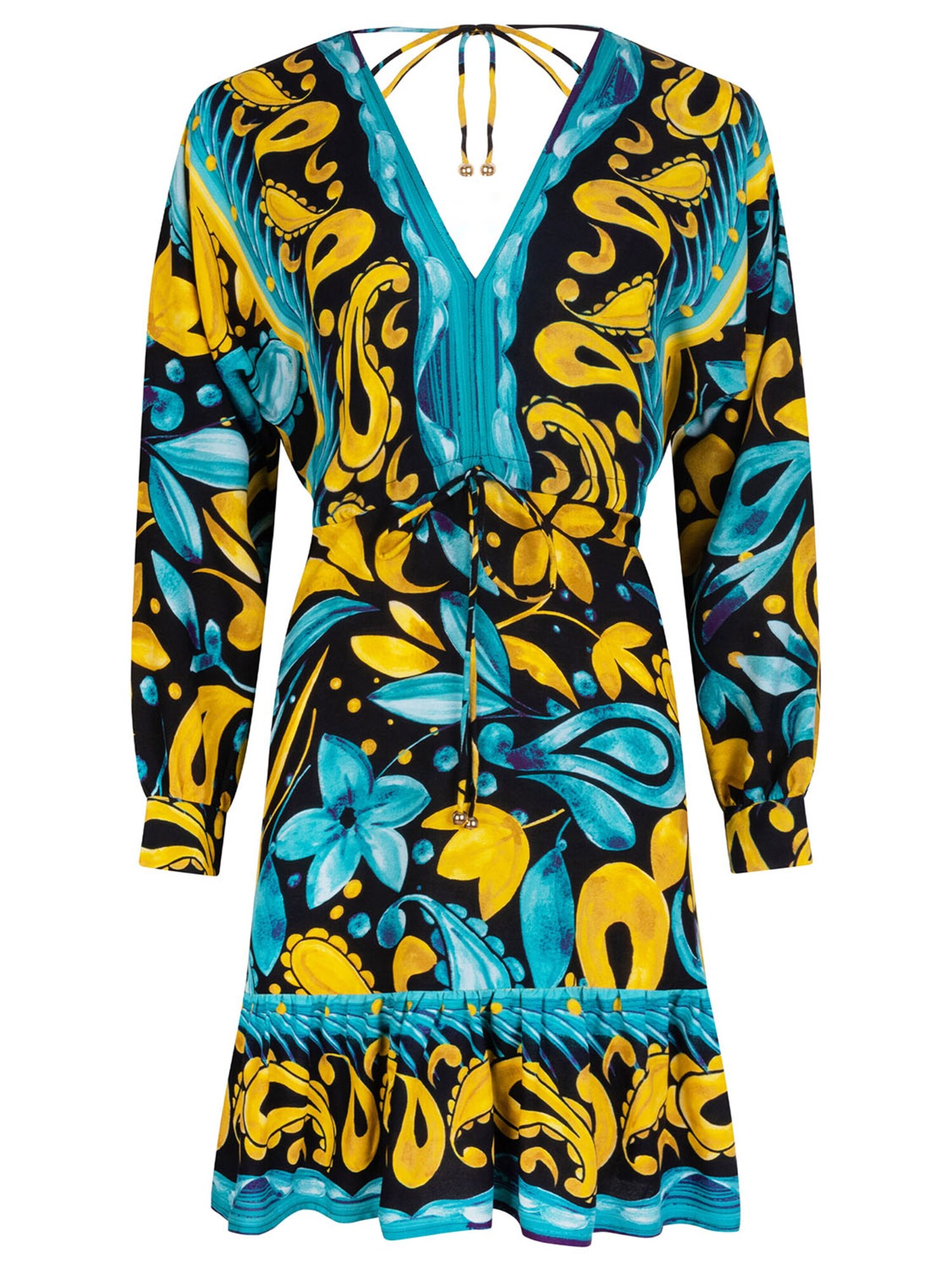 Chic By Lirette Jurk 'Short Dress Frangipani' Turquoise