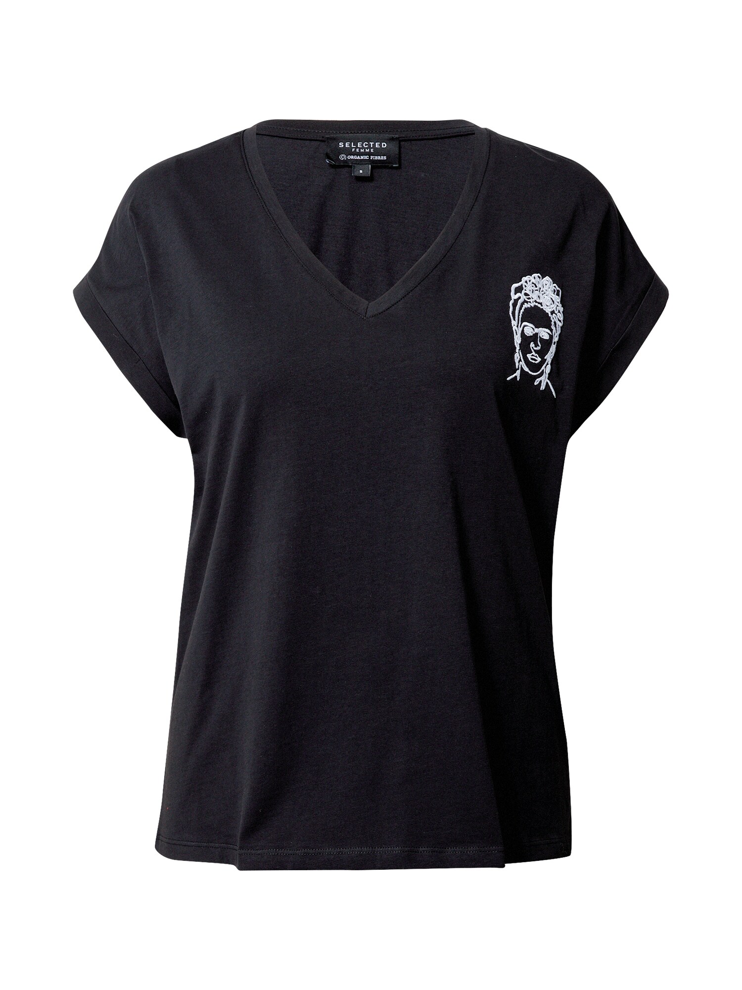 SELECTED FEMME Marškinėliai 'Frida'  balta / juoda