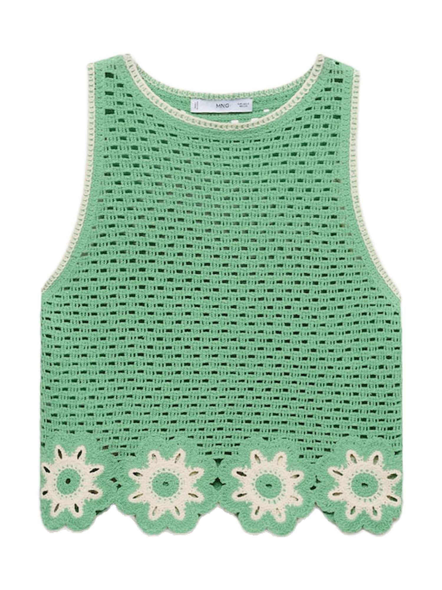 MANGO Top 'FLEUR'  világoszöld / piszkosfehér akciós termékkép 1