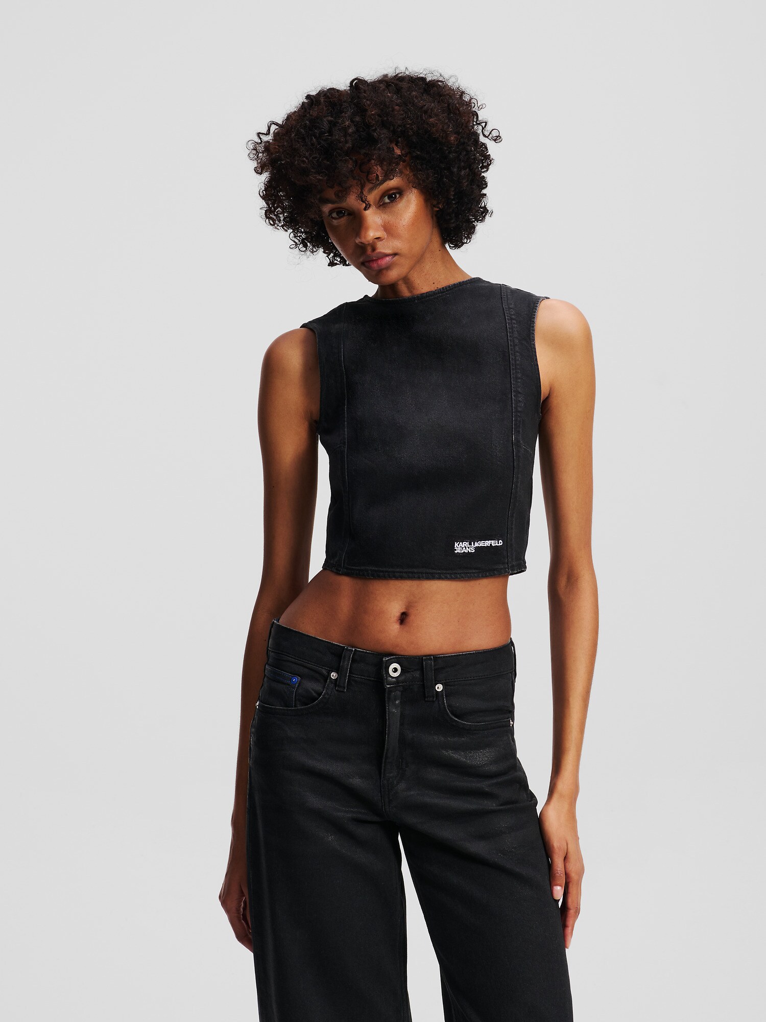 KARL LAGERFELD JEANS Top  fekete farmer termék 2. képe