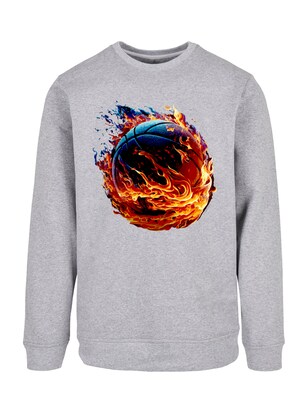 F4NT4STIC Sweatshirt ‘Basketball Sports Collection On FIRE’ Blauw / Grijs / Oranje / Zwart