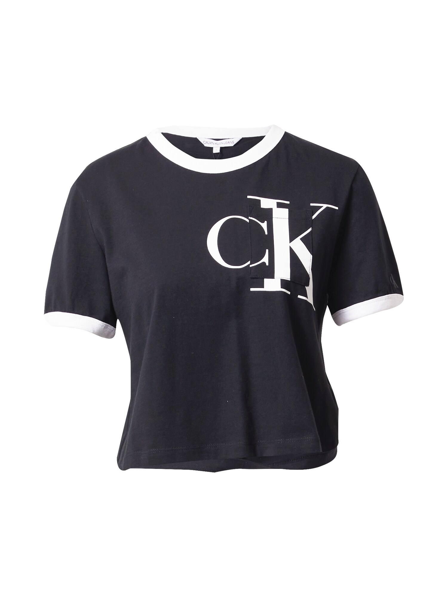 Calvin Klein Jeans Marškinėliai  juoda / balta