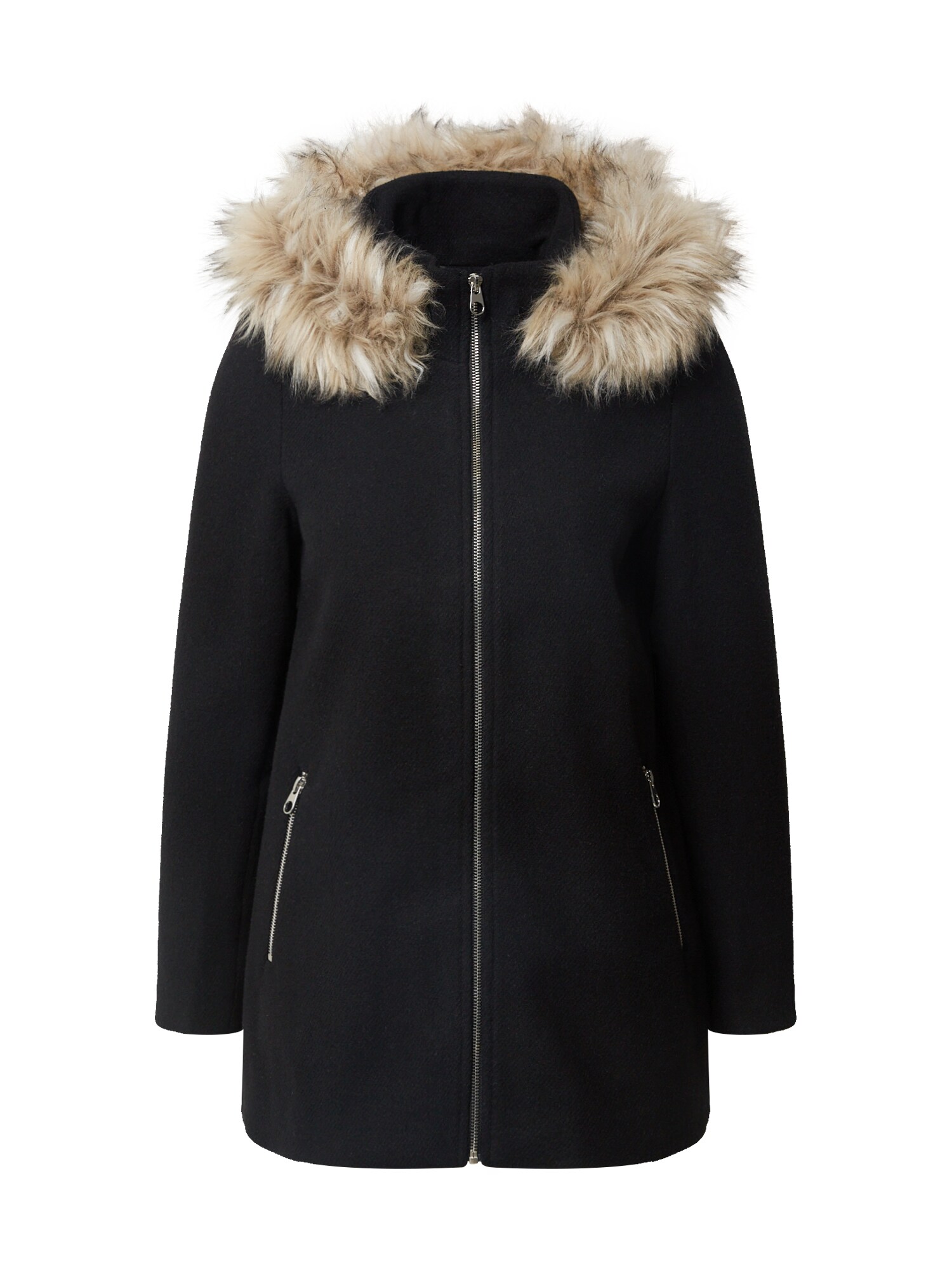 VERO MODA Žieminis paltas  juoda / šviesiai ruda