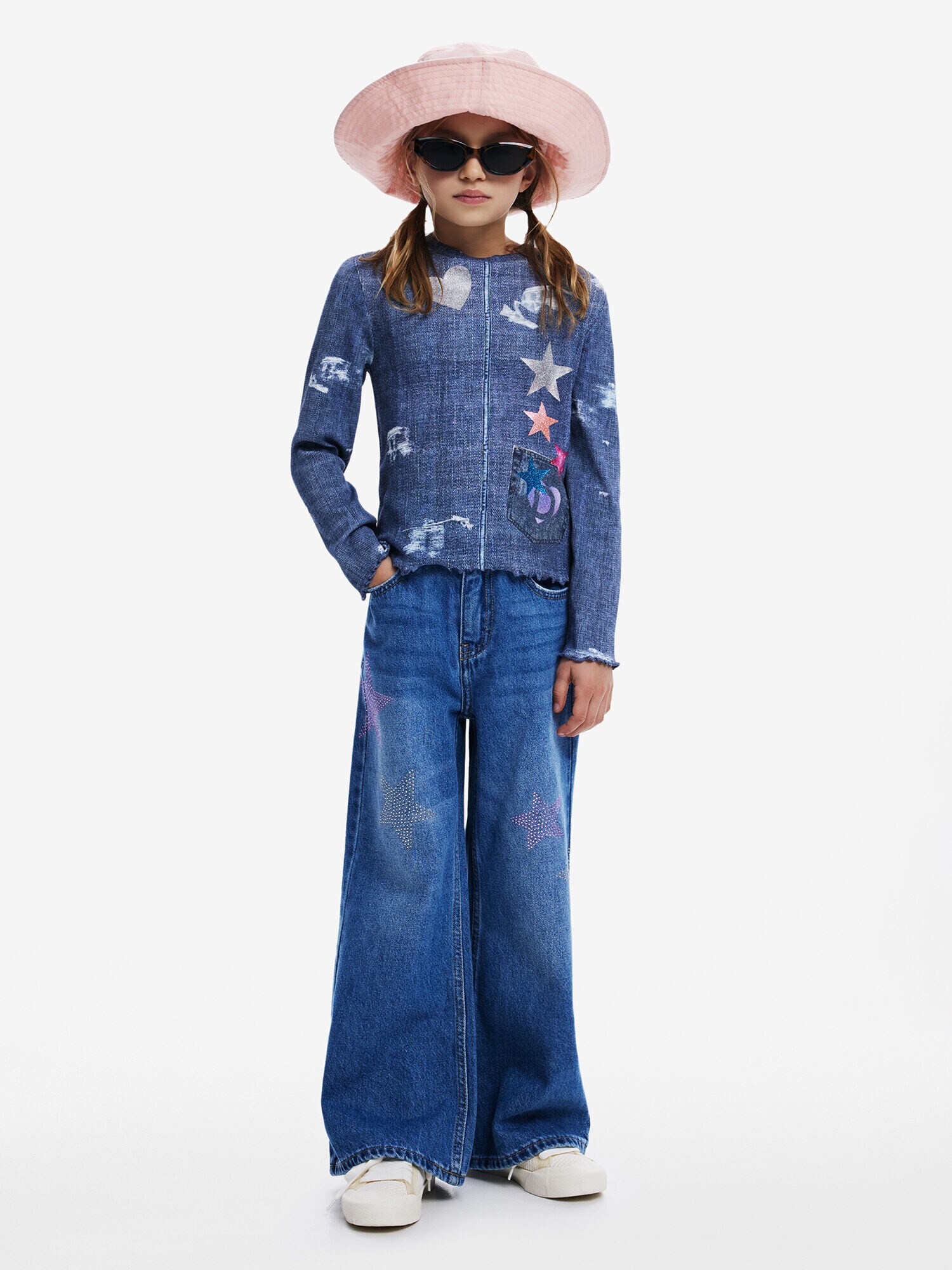 Desigual Póló  kék farmer / őszibarack / rózsaszín / ezüst termék 2. képe
