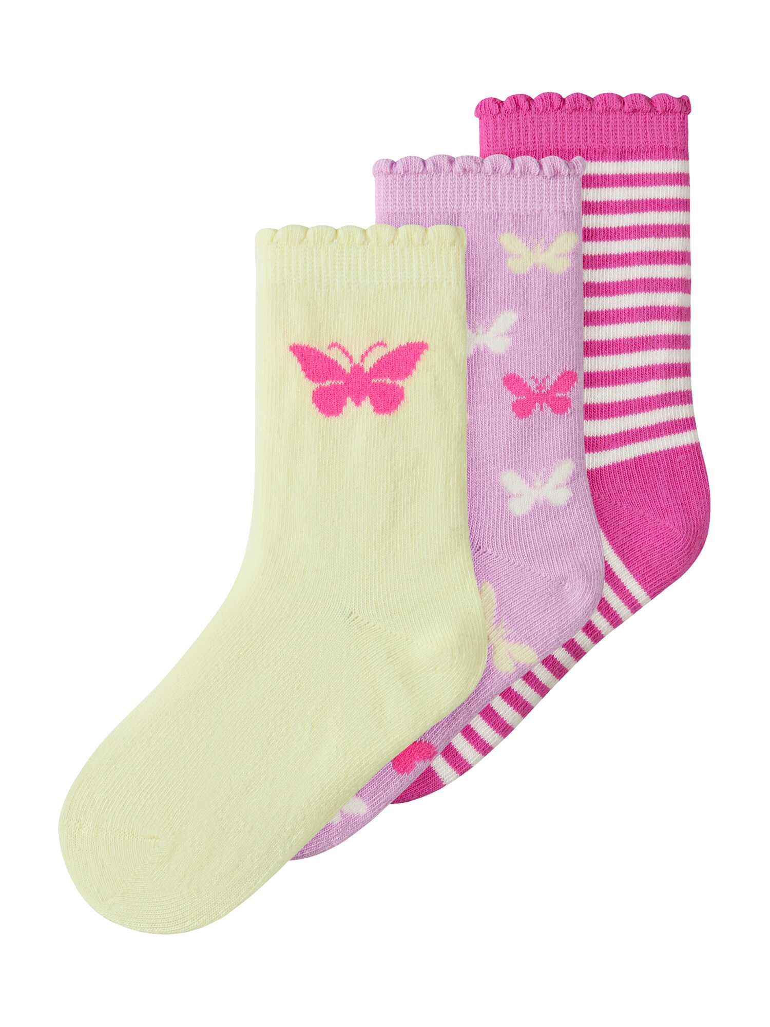 NAME IT Șosete 'NMFFJOLA'  galben pastel / mov lavandă / fucsia / alb