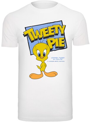 F4NT4STIC Shirt ‘Looney Tunes Tweety Pie’ Blauw / Mosterd / Zwart / Wit