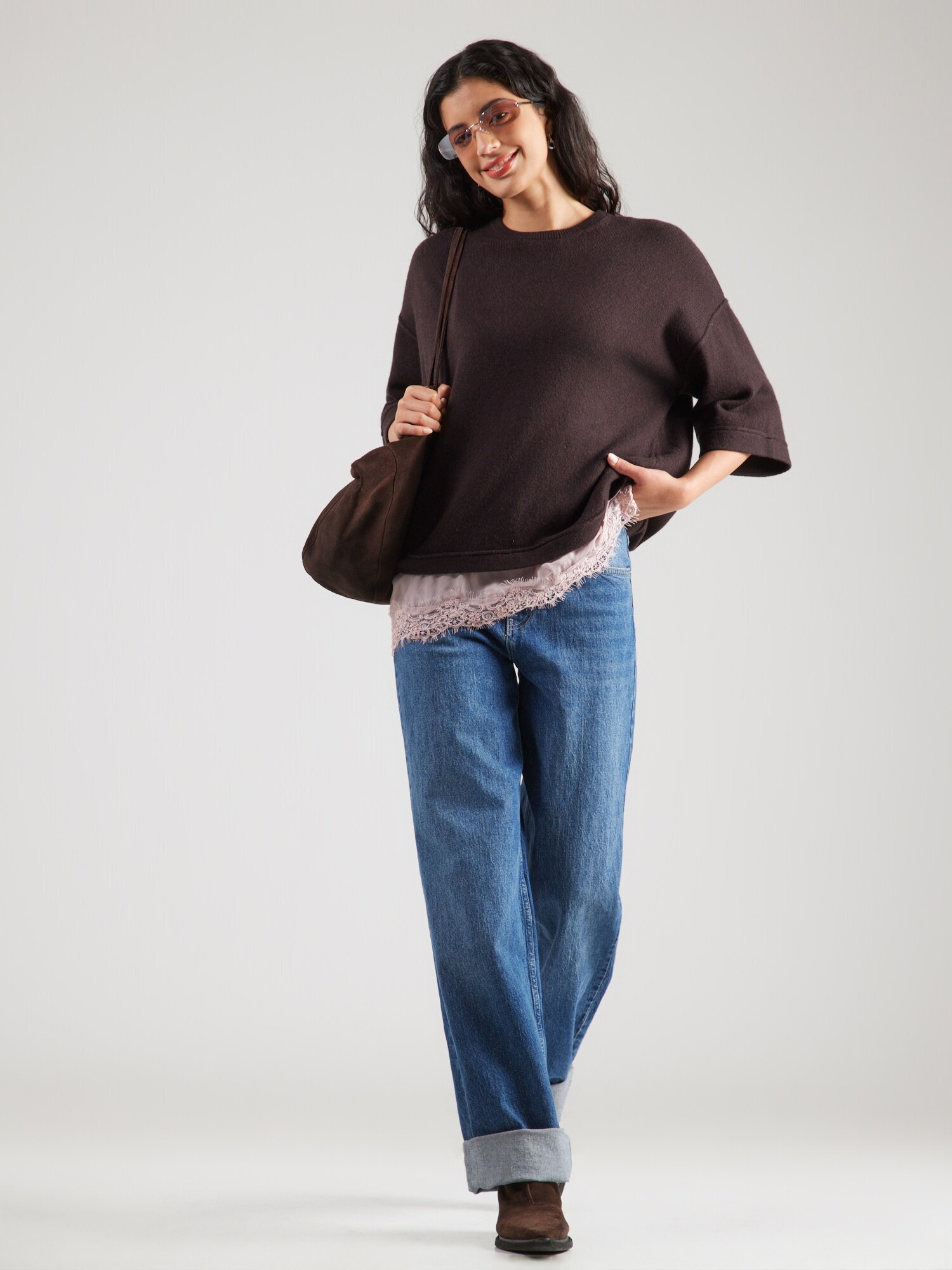 PINKO Jersey 'ROTTERDAM' chocolate / rosa – imagen 3