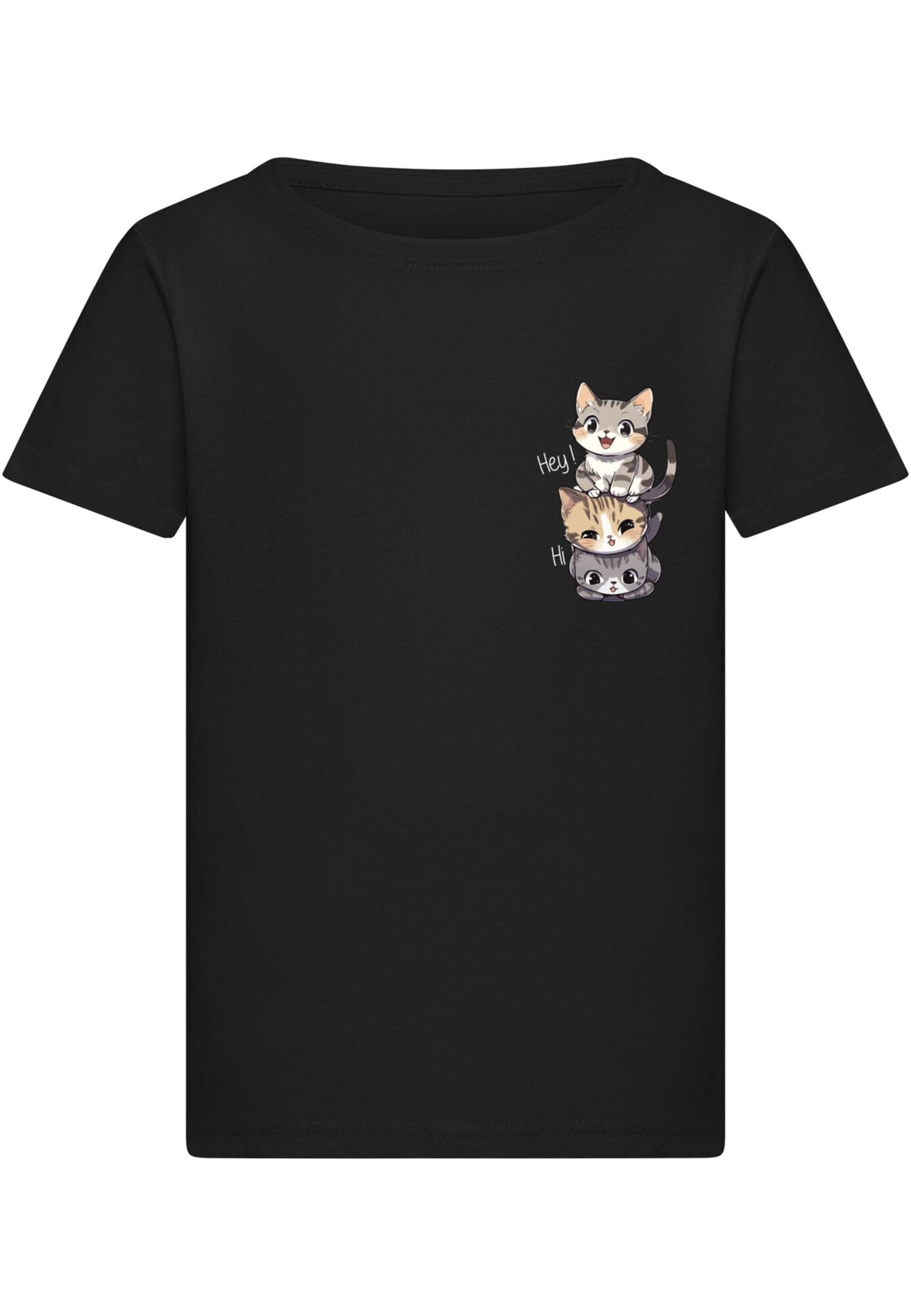 Merchcode Tričko 'Hi Cats'  svetlohnedá / kamenná / tmavosivá / čierna