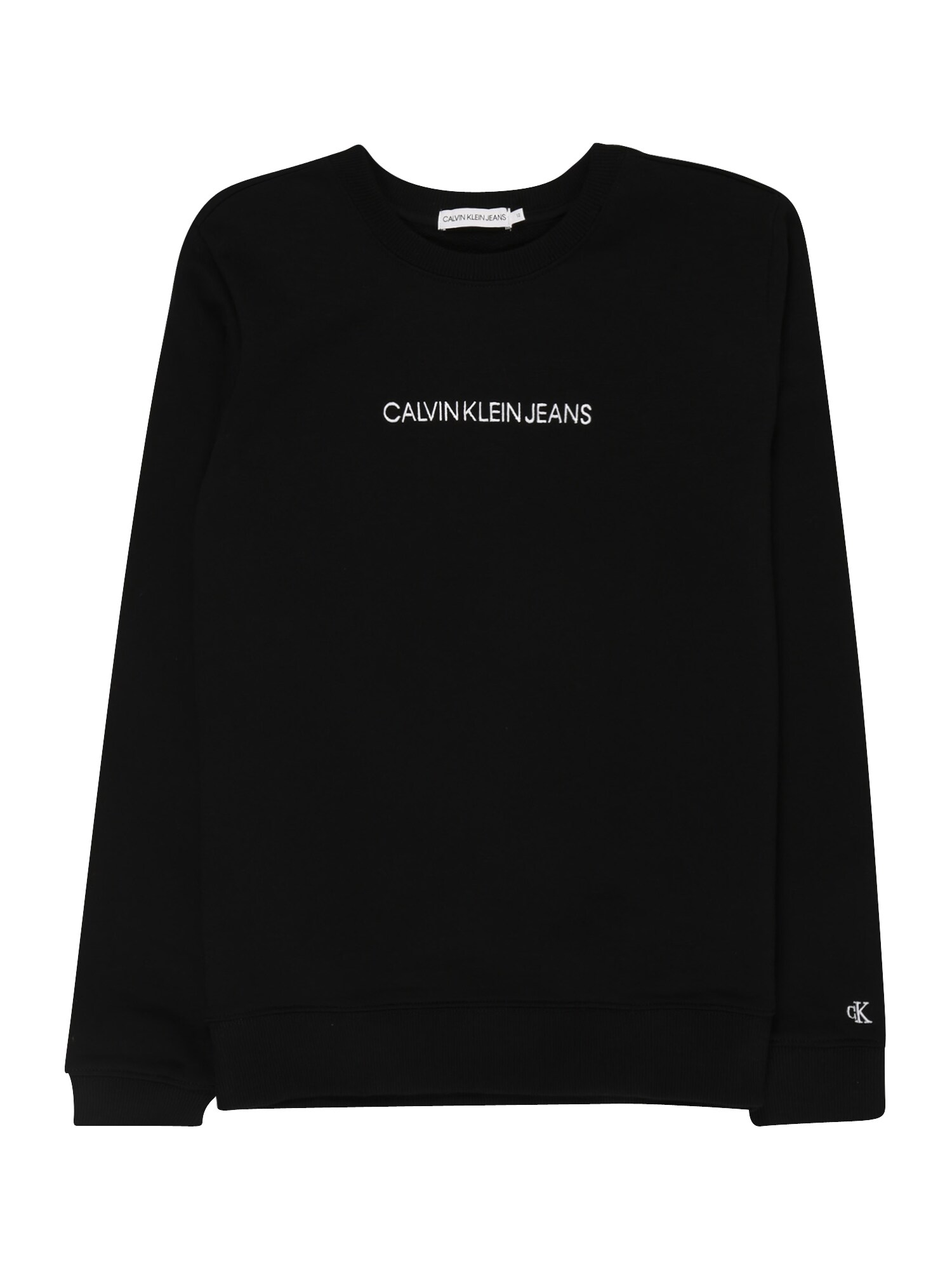 Calvin Klein Jeans Megztinis be užsegimo 'EMBROIDERED'  juoda / balta